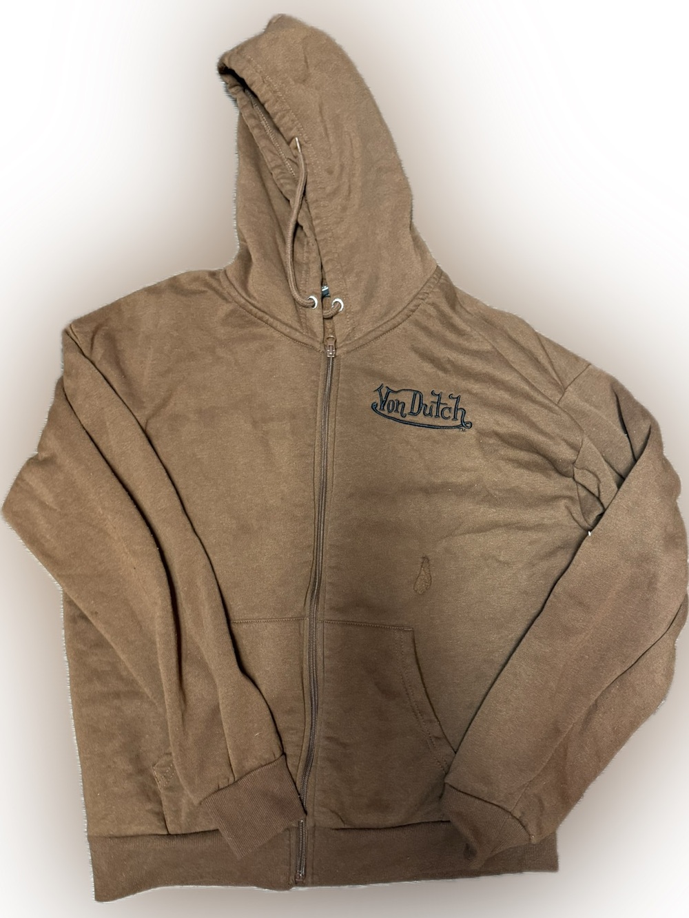 Von Dutch Chocolate Brown Hoodie with Embroidered Logo | Sz M